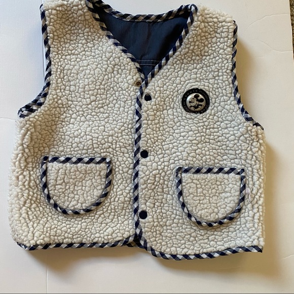 Vintage Disney Mickey Sherpa/Cotton Blend Kids Double-sided Vest - Picture 4 of 5